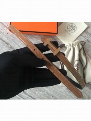 Hermes Width 1.3cm Reversible Leather Constance H Buckle Belt Brown/Pink Gold
