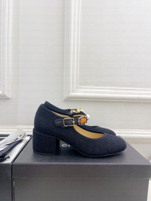 Chanel Women's Wool Tweed,Imitation Pearls & Metal Mary Jane 5cm Pump black 2024
