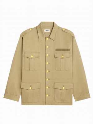 Celine Women's Saharienne Jacket In Technical Cotton Khaki