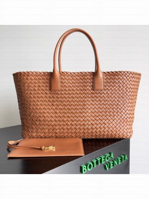 Bottega Veneta Large intreccio leather tote bag 608811 Golden Brown