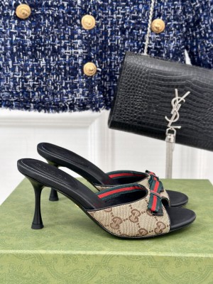 Gucci 7.5cm Beige and ebony Original GG canvas Slide Sandals
