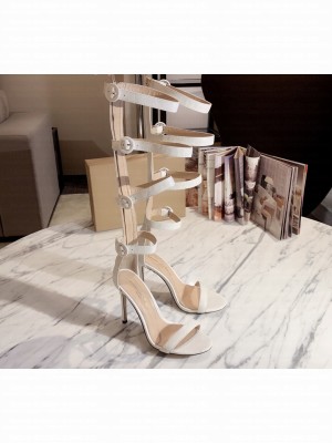 Gianvito Rossi classic gladiator Heel 10.5 CM Leather straps buckles Boot Spring/Summer 2021 Collection White