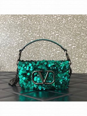VALENTINO V-logo MINI LOCO sequin and leather bag WA0K53-3