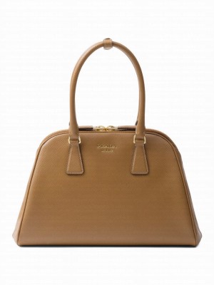 Prada Medium Saffiano Leather Bag 1BG537 Coffee
