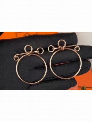 Hermes Loop Earrings Pink Gold