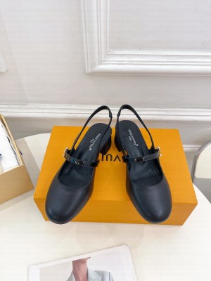 Louis Vuitton Romy Slingback Lambskin Black Pump 
