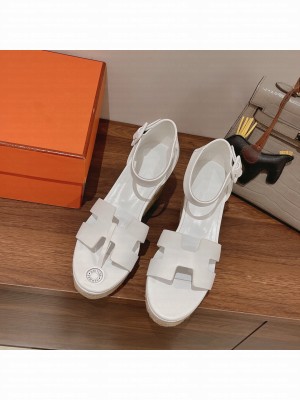 HERMES HEEL 8.5CM PLATFORM 5CM ELDA WEDGE ESPADRILLES 010