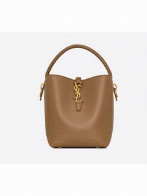 SAINT LAURENT LE 37 SMALL IN SHINY LEATHER 749036 Khaki