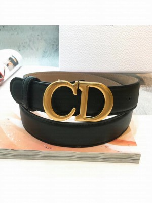 Dior Leather 3cm Belt with CD Buckle Black 007 2019 Collection