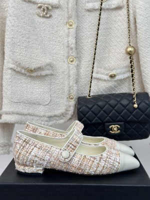 Chanel Tweed Mary Janes Ballet Flat Pointed Toe 2024 03