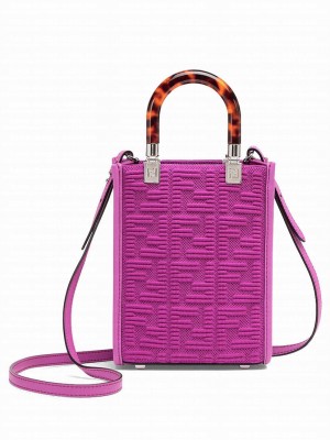 Fendi Mini Sunshine Shopper FF Fabric Mini Bag 8BS051 Peachblow