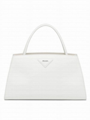 Prada Brushed Leather Handbag 1BA327 Cream