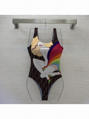 Fendi Rainbow Girl Print Swimsuit 2022 Collection 059