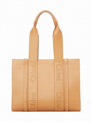Chloe Medium Woody Tote Bag Apricot