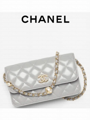 Chanel FLAP PHONE HOLDER WITH CHAIN AP4284 Gray