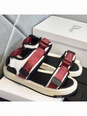 Dior D-Wander Fabric Flat Strap Sandals Red Spring/Summer 2021 Collection 04