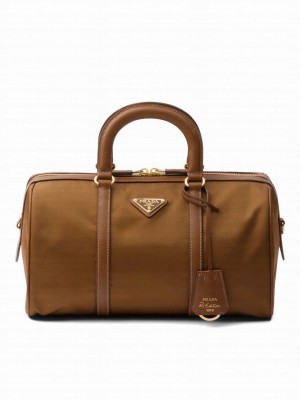 Prada Fever-Edition recycled nylon and Safiano leather tote Coffee