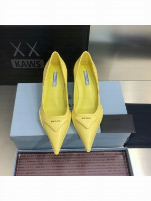 Prada Leather gabardine 3cm Yellow pumps 