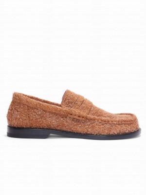 Loewe Women's Campo Loafer In Brushed Suede Dark Coffee
