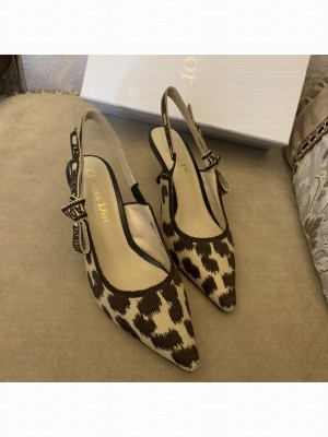Dior J'Adior Slingback Pumps 6.5cm in Beige Multicolor Mizza Embroidered Cotton 2022 Collection