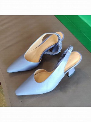 Bottega Veneta Almond Lambskin Slingback Pumps Blue  2021 Collection