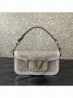 VALENTINO Super Mini Loco imitation crystal chain bag WP0Z28 silver