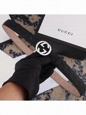 Gucci GG Embossed Calfskin Belt 25mm with Interlocking G Buckle Black/White/Coffee/Red Collection