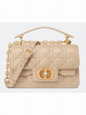 Small Dior Jolie Top Handle Bag Cannage Calfskin M9271U Powder Beige
