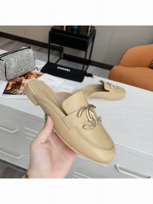 Chanel Open Back Calfskin Beige Loafers Spring/Summer 2021 Collection