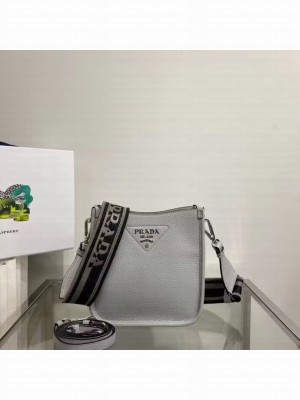 Prada Leather mini shoulder bag 1BH191 Grey