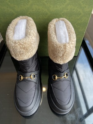 Gucci Shearling and Nylon Snow Boots black