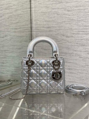 Mini Lady Dior My ABCDior Bag Cannage Lambskin M0505O Silver