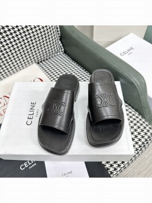 CELINE CLEA TRIOMPHE SLIDE IN CALFSKIN & VEGETAL TANNING BLACK