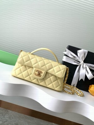 Chanel MINI FLAP BAG WITH TOP HANDLE AS5354 LIGHT YELLOW