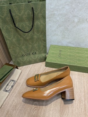 Gucci 55mm Vintage GG Wood Heel Brown Pumps 2022 Collection
