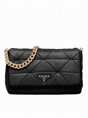 Prada System Nappa Leather Patchwork Bag 1BD291 Black