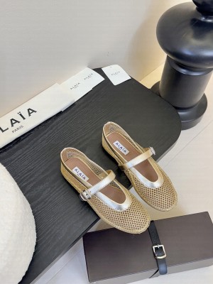 Alaïa BALLET FLATS IN FISHNET GOLD
