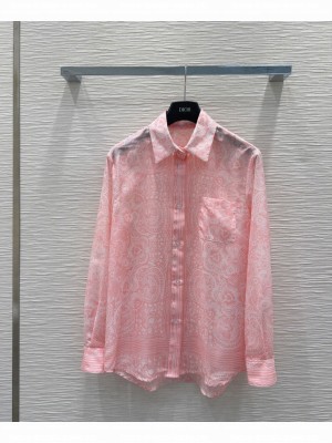 Christian Dior Women's Butterfly Print Shirt Pink