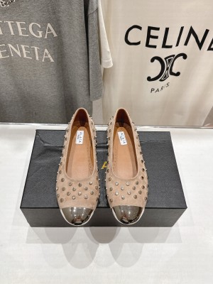 Alaïa SUEDE RIVET BALLET FLATS BEIGE