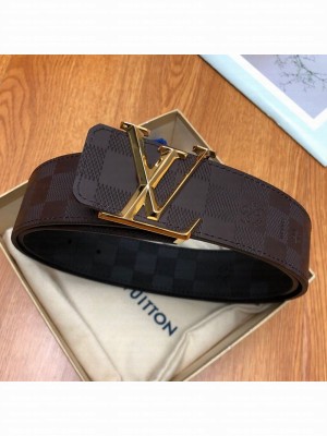 Louis Vuitton Reversible Damier Calfskin Belt 40mm with LV Buckle Coffee/Black/Gold Collection