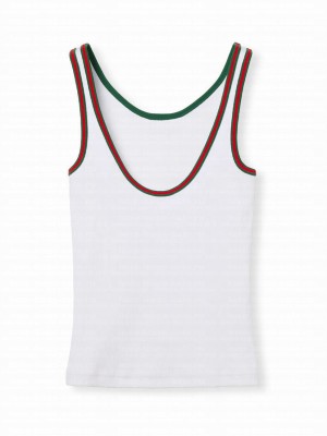 Gucci Women's Cotton Tank Top With Web White