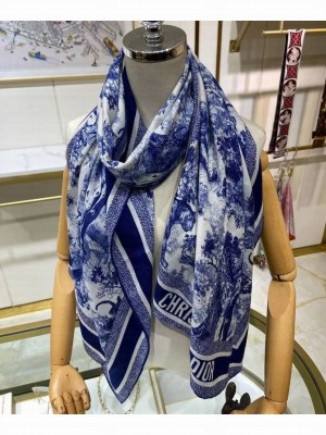 Christian Dior Women s Sauvage Jouy Printed Long Scarf Blue