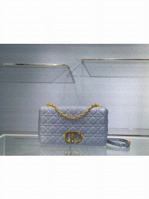 LARGE DIOR CARO BAG Soft Cannage Calfskin M9243U sky blue
