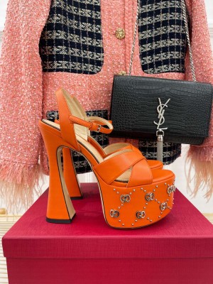 Gucci Women's Interlocking G studs 155mm sandal Orange