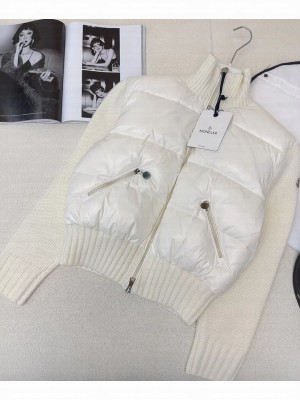 Moncler Women's Wool Knitted Down Jacket White