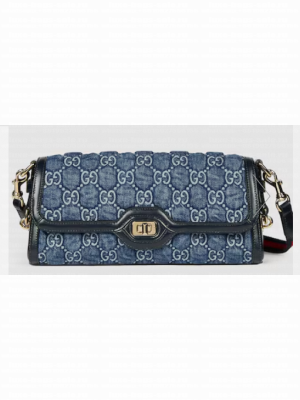 GUCCI LUCE SMALL SHOULDER BAG 786027 Blue GG denim