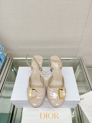 Dior C'est Dior Slingback Pumps 8cm in Patent Calfskin 2023 Nude