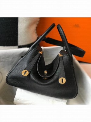 Hermes Lindy 30cm Bag In Togo Calfskin Leather Black 2020 Collection