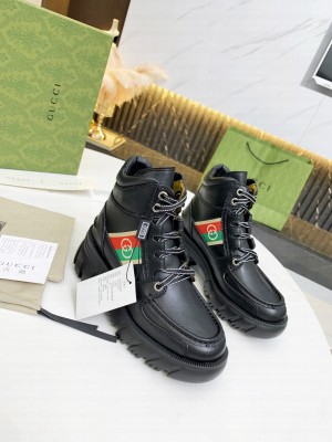 Gucci Women's ankle boot with Interlocking Lace-up closure Black 2021 Collection