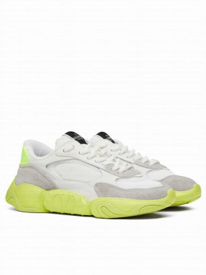 Valentino Unisex Garavani Bubbleback Mesh And Suede Sneaker Yellow